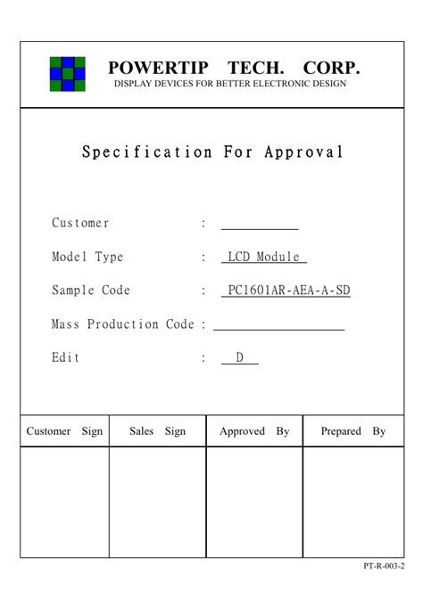 Pc Ar Aea A Sd Datasheet Lcd Module