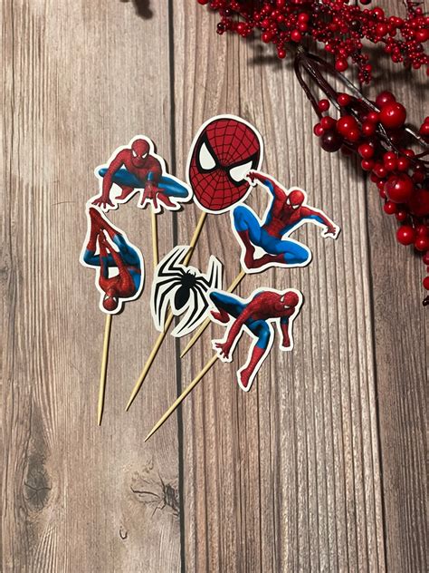 Spiderman Birthday Cupcake Toppers Spidey Spider Man Theme Etsy