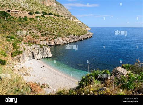 Solated Cove Beach Of Cala Tonnarella Dell Uzzo Into Riserva Naturale