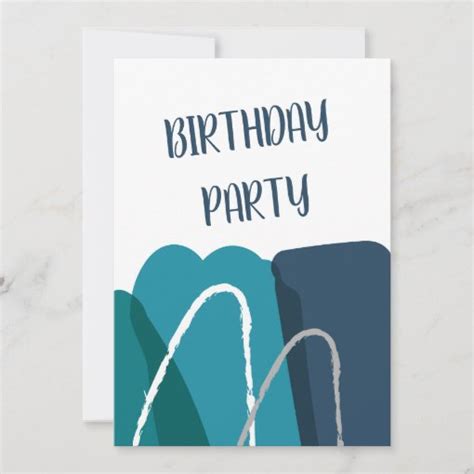 Abstract Modern Blue Birthday Invitation Zazzle