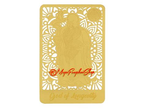 God Of Longevity Feng Shui Metal Gold Card