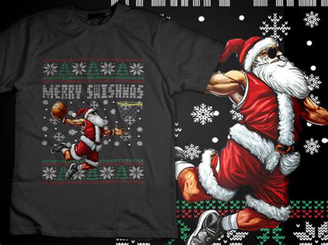 Merry Swishmas Ugly Christmas Basketball Christmas Men Women Tshirt