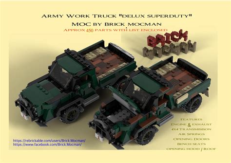 Truck - Army Deluxe Superduty (Camouflage or Green) instructions