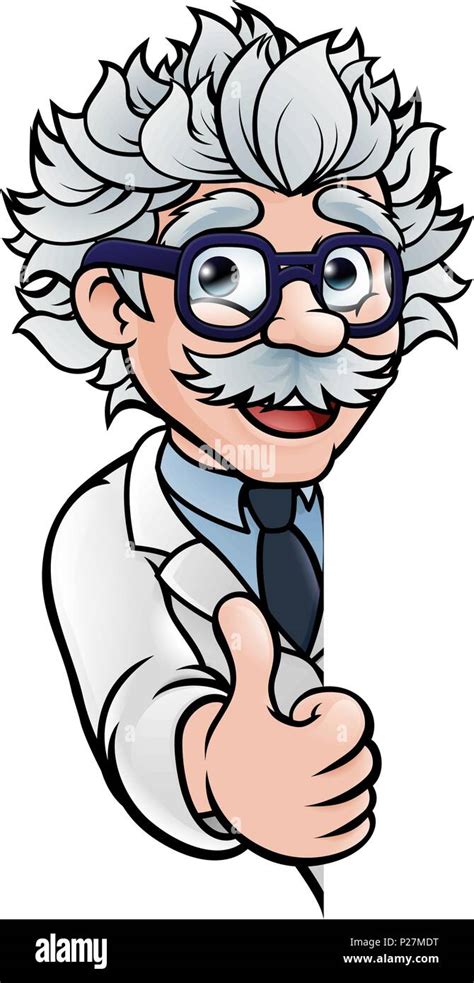 Scientist Cartoon Character Sign Thumbs Up Stock Vector Image Art Alamy