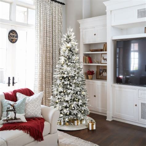 Luxenhome Ft Pre Lit Snow Flocked Pop Up Artificial Christmas Tree