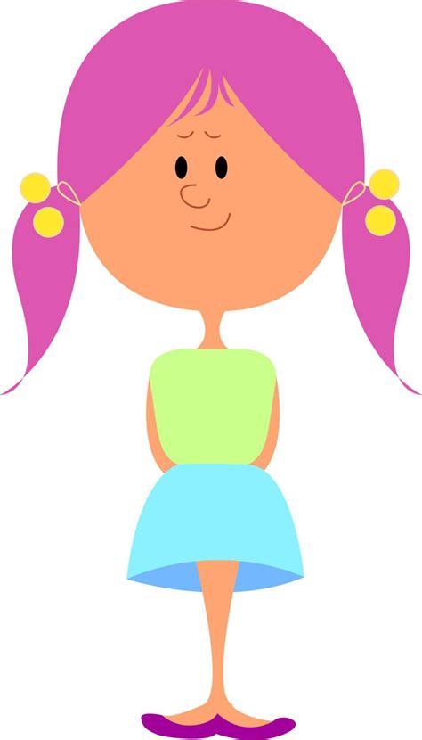 Girl With Pink Hair Illustration Vector On White Background 13560882