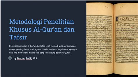 Kuliah Umum Metodologi Penelitian Khusus Al Qur An Dan Tafsir YouTube