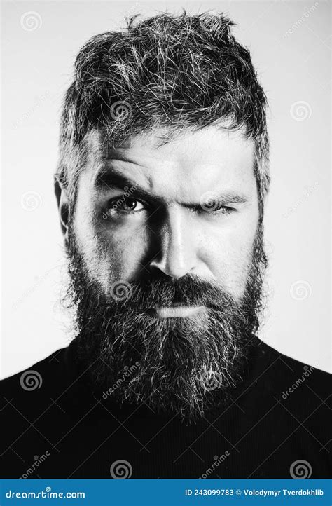 Serious Stylish Bearded Man Handsome Young Man Isolated Stock Image