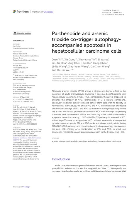 Pdf Parthenolide And Arsenic Trioxide Co Trigger Autophagy