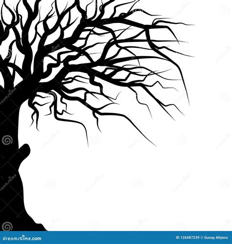 Old Tree Halloween Silhouette Stock Illustration Illustration Of