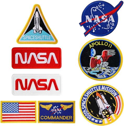 Pcs Iron On Patches Us Flag Nasa Logo Th Space Shuttle Mission