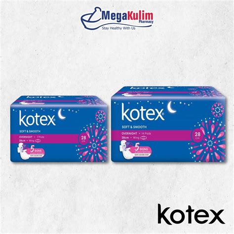 Kotex Soft Smooth Overnight Wing 28cm Shopee Malaysia