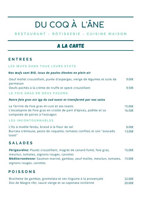 Menu Du Coq L Ne In Rueil Malmaison Thefork