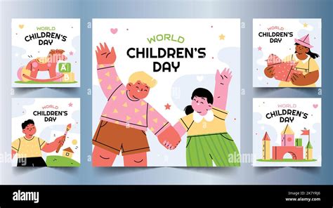 Flat World Children S Day Banners Collection Vector Design Illustration