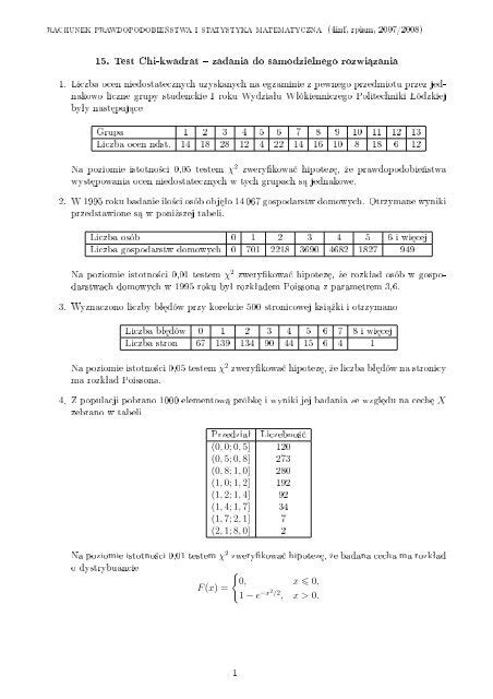 Test Chi Kwadrat Zadania Do Samodzielnego Rozwizania