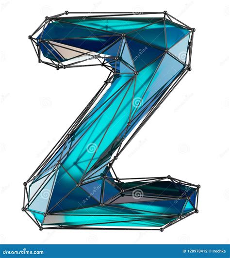 Low Poly Alphabet Letter Z Blue Color Isolated White Stock