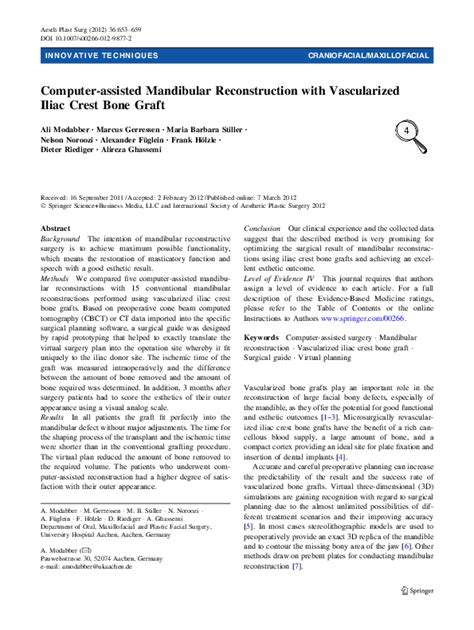 Pdf Computer Assisted Mandibular Reconstruction With Vascularized Iliac Crest Bone Graft