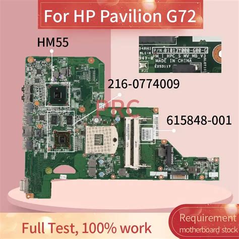 Placa base para portátil HP Pavilion G72 615848 001 HM55 216 0774009