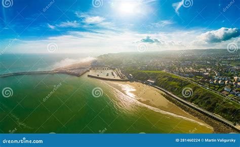 Aerial View Of The English Coast In Folkestone Kent Stock Photo