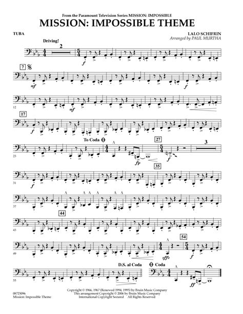 Mission Impossible Theme Tuba By Paul Murtha Tuba Digital Sheet