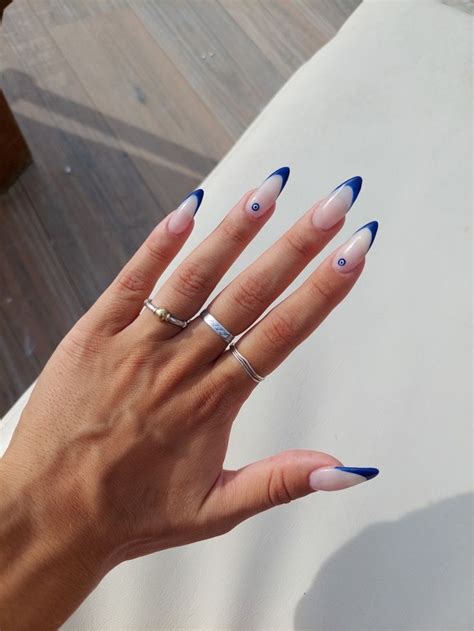 Turkish Eye Nails With Blue French Blue And White Nails Blue Nails