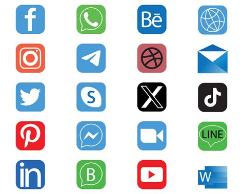 Rectangle Social Media Icons With New Twitter Icon Or Social Network