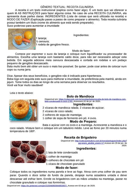 Aula receita GÊNERO TEXTUAL RECEITA CULINÁRIA A receita é um texto