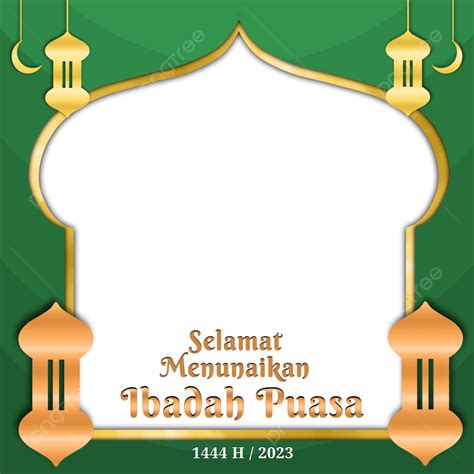 Twibbon Ramadan 2023 1444 H Greeting In Indonesian With Gold Frame