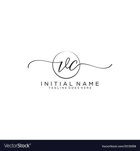 Vc Initial Handwriting Logo With Circle Template Vector Image