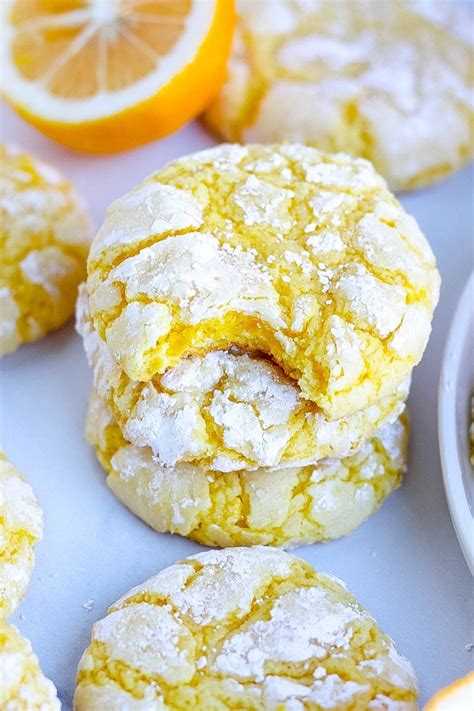 Cake Mix Lemon Crinkle Cookies 5 Ingredient Recipe Kathryn S Kitchen