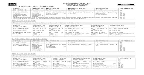 Pdf Colegio Montreal A C Trabajo Y Tareas Primaria Segundo Grado Tarea  Arquimedes