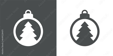 Tiempo de Navidad Logo con silueta de bola de navidad lineal con árbol