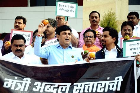 Nagpur Maha Vikas Aghadi Mlas Holding Oranges Stage A Protest