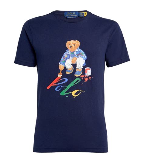 Mens Polo Ralph Lauren Navy Cotton Polo Bear T Shirt Harrods Uk