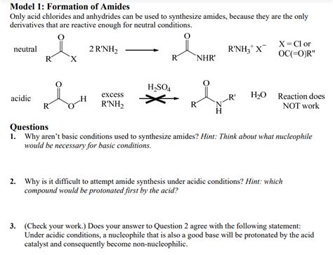 Solved Model Formation Of Amides Only Acid Chlorides And Chegg