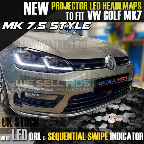 VW MK7 5 HEADLAMPS For MK7 GOLF LED DRL BI XENON GTD SWIPE SEQUENTIAL