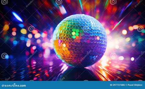 Disco Ball With Bright Rays Night Party Background Photo Stock Photo