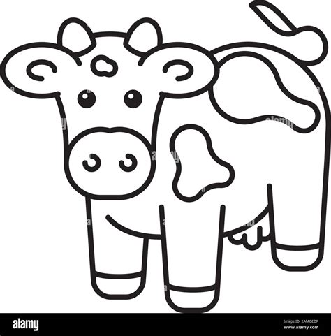 Cute Holstein Cow Outline Icon Cattle Dairy And Agriculture Vector