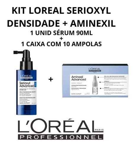 Kit Loreal Serioxyl Sérum 90ml Ampola Queda Aminexil 10x6 Frete grátis