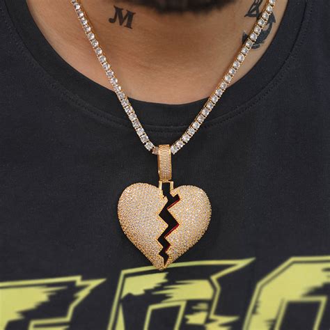 Iced Out Broken Heart Necklaces Drmd Jewelry