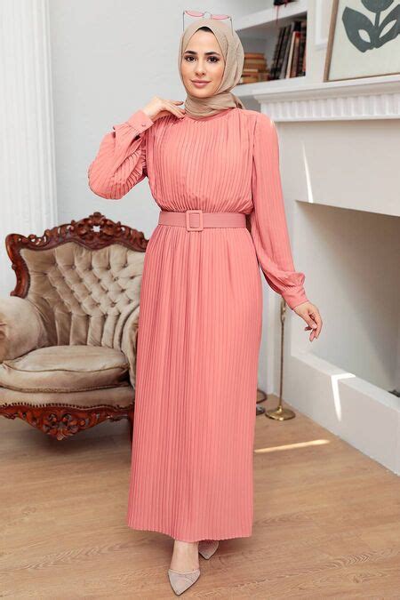 Salmon Pink Hijab Dress 3369smn Neva