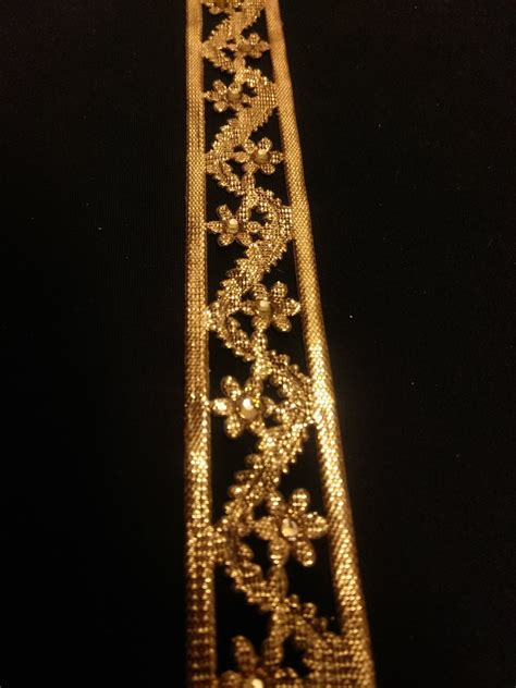 Indian Metallic Gold Beaded Floral Ribbon Lace Trim With For Etsy