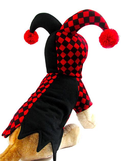 Dog Halloween Costume Harley Quinn Clown Red Black Checkered Pet ...