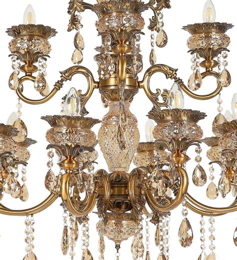 Buy Antique Gold Lights Metal Crystal Chandelier By Stello Online