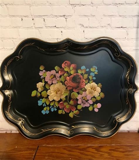 Home And Living Dining And Serving Vintage Rose Floral Large Serving Tray