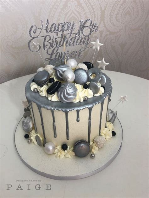 Silver And White Drip Designer Cakes By Paige