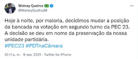 Wolney Queiroz Afirma Que PDT Conseguiu Mudar Voto De Deputados Na PEC