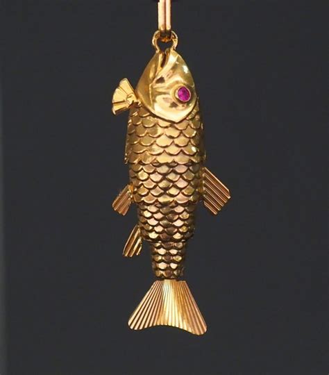 Lot De Pendentif Articul En Or Jaune En Forme De Poisson Les Yeux