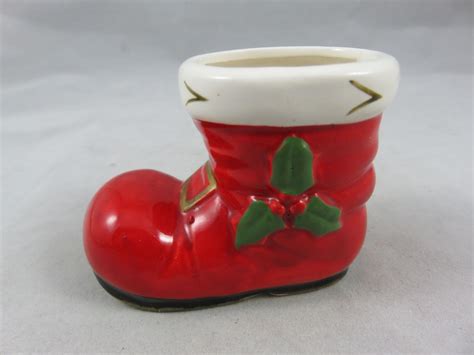 Vintage Lefton Santa Claus Boot Figurine Holly Berry Christmas Japan 1816128250