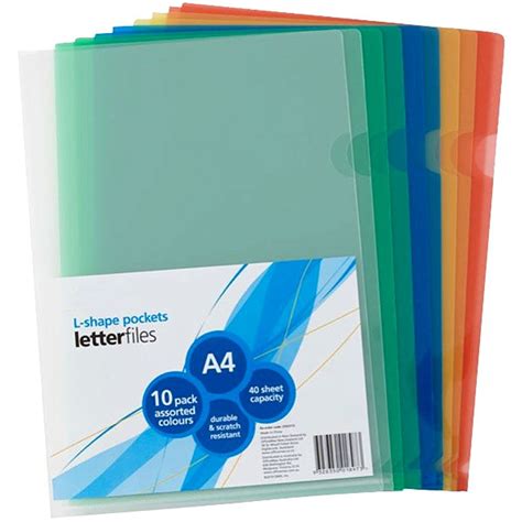 Assorted Color Pp Material A4 Size L Shaped Clear Folders A4 Pockets